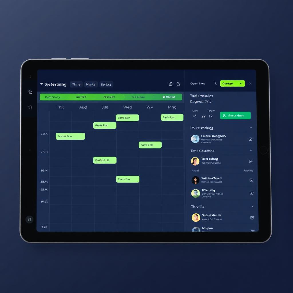 Staff scheduling and job management calendar on a tablet