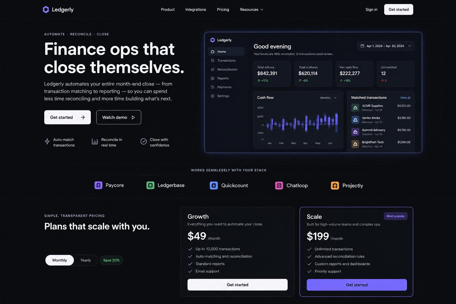 Design concept: dark technology product website